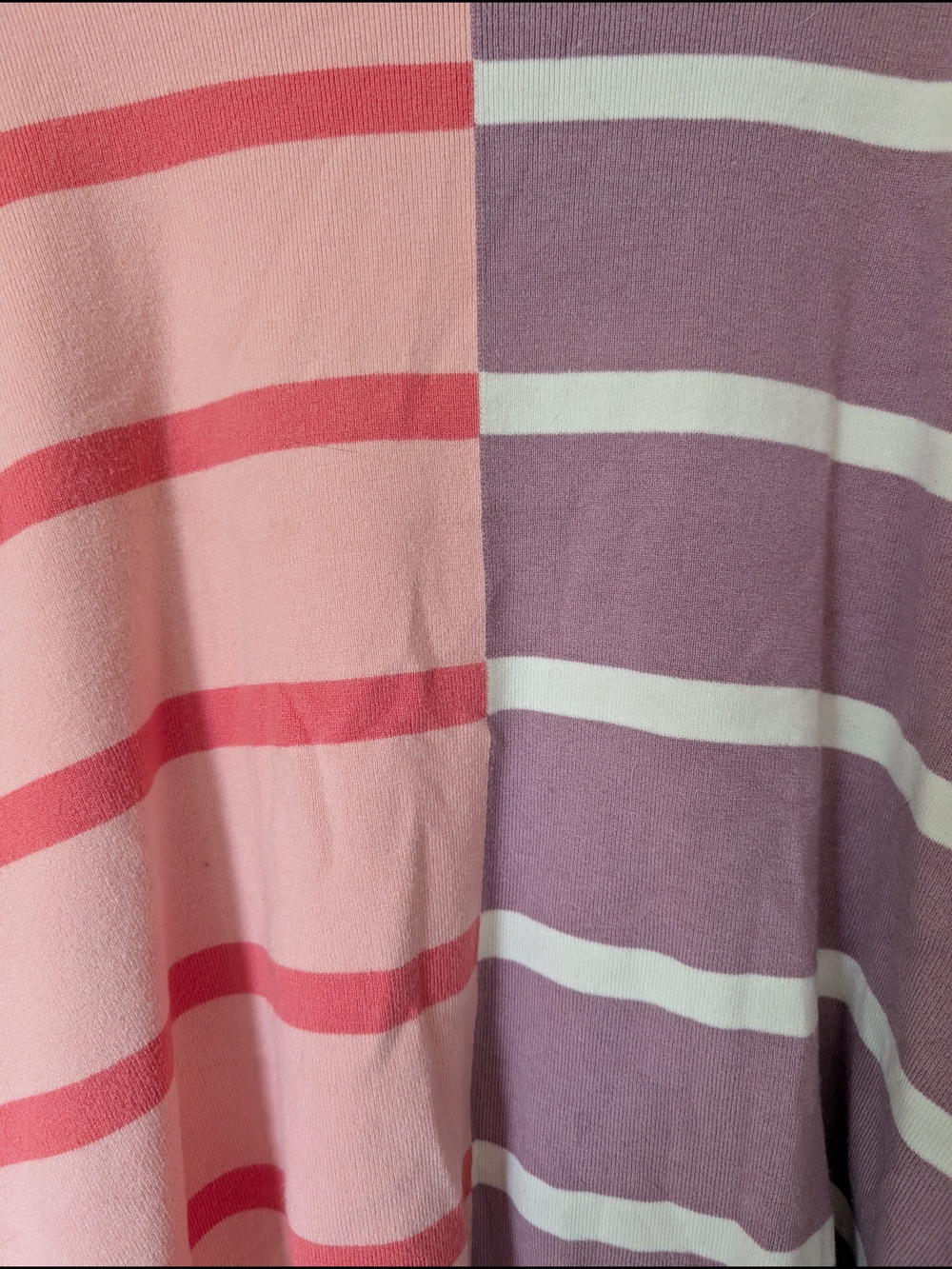 Fisoew Two-Tone Pink & Purple Striped Crewneck Sweater XL - Picture 2 of 7